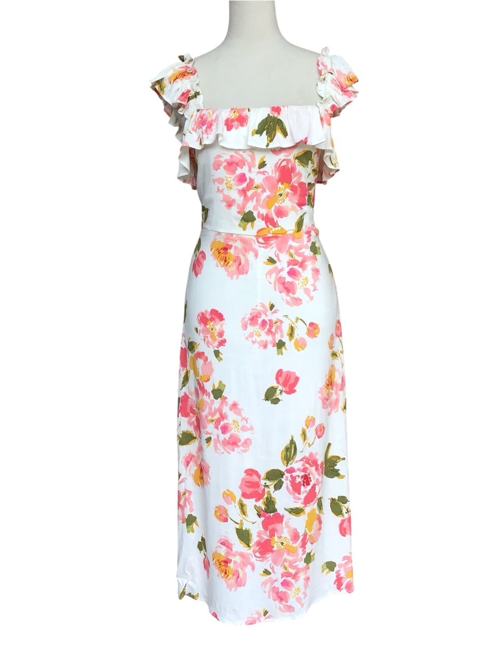 Sugarlips Magdalena Floral Ruffle Trim Milo Midi Dress NEW